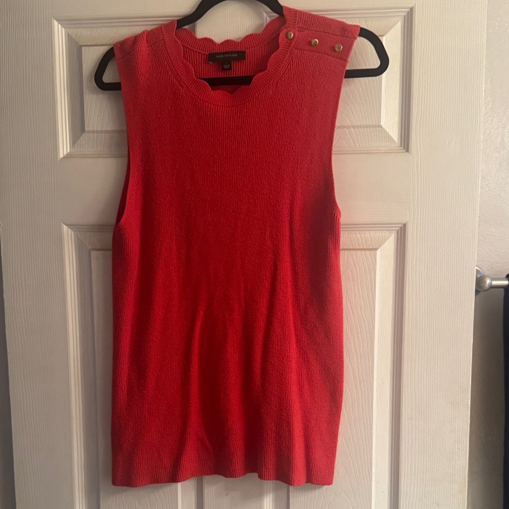 Ann Taylor - Scalloped Red Sleeveless Top
